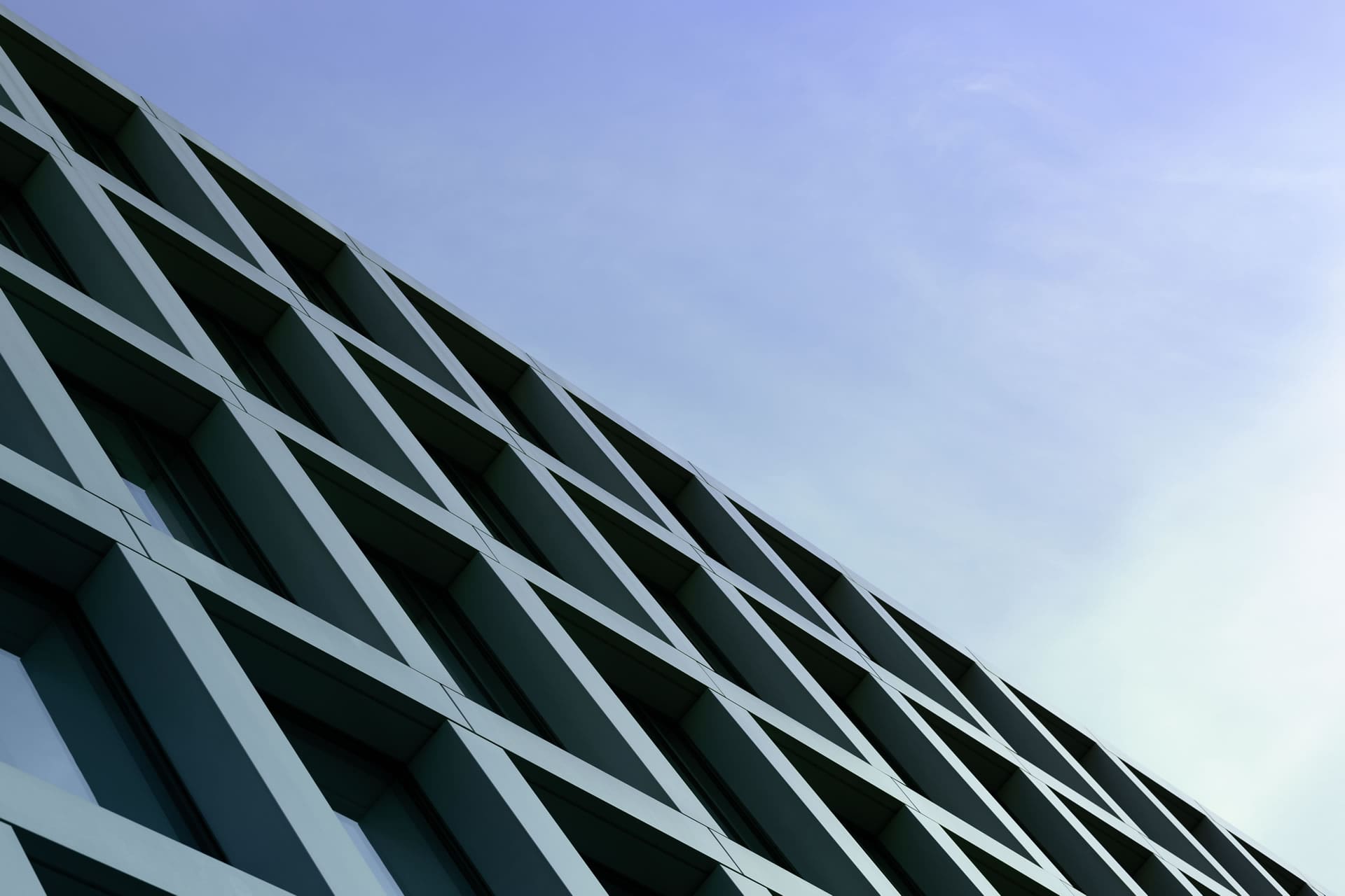 symmetrical building shape against clouds