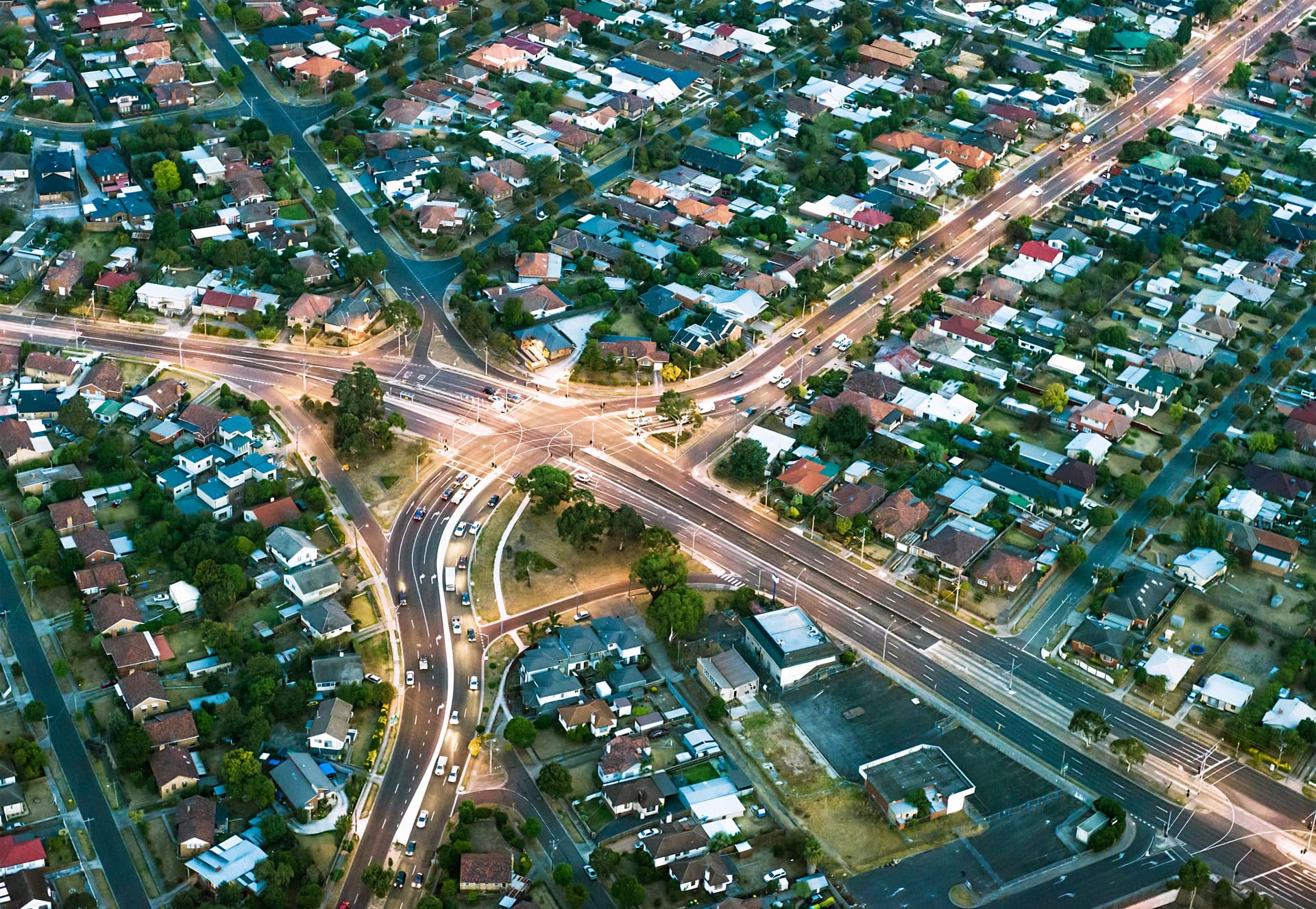 Suburbs and roads from above