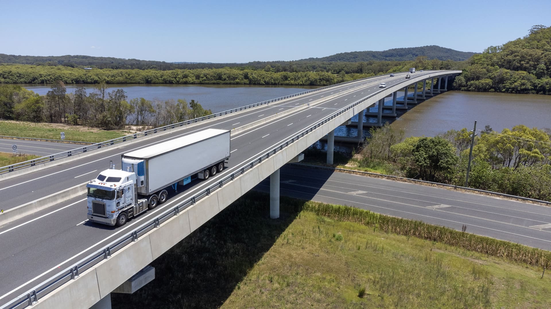 Truck on bridge
