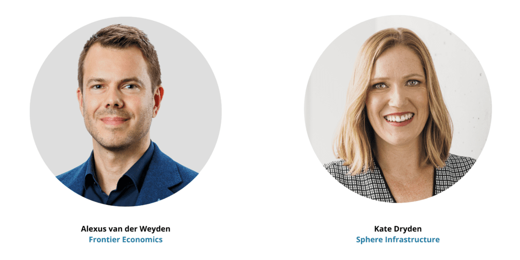 Photos of Alexus van der Weyden, Frontier Economics and Kate Dryden, Sphere Infrsatructure