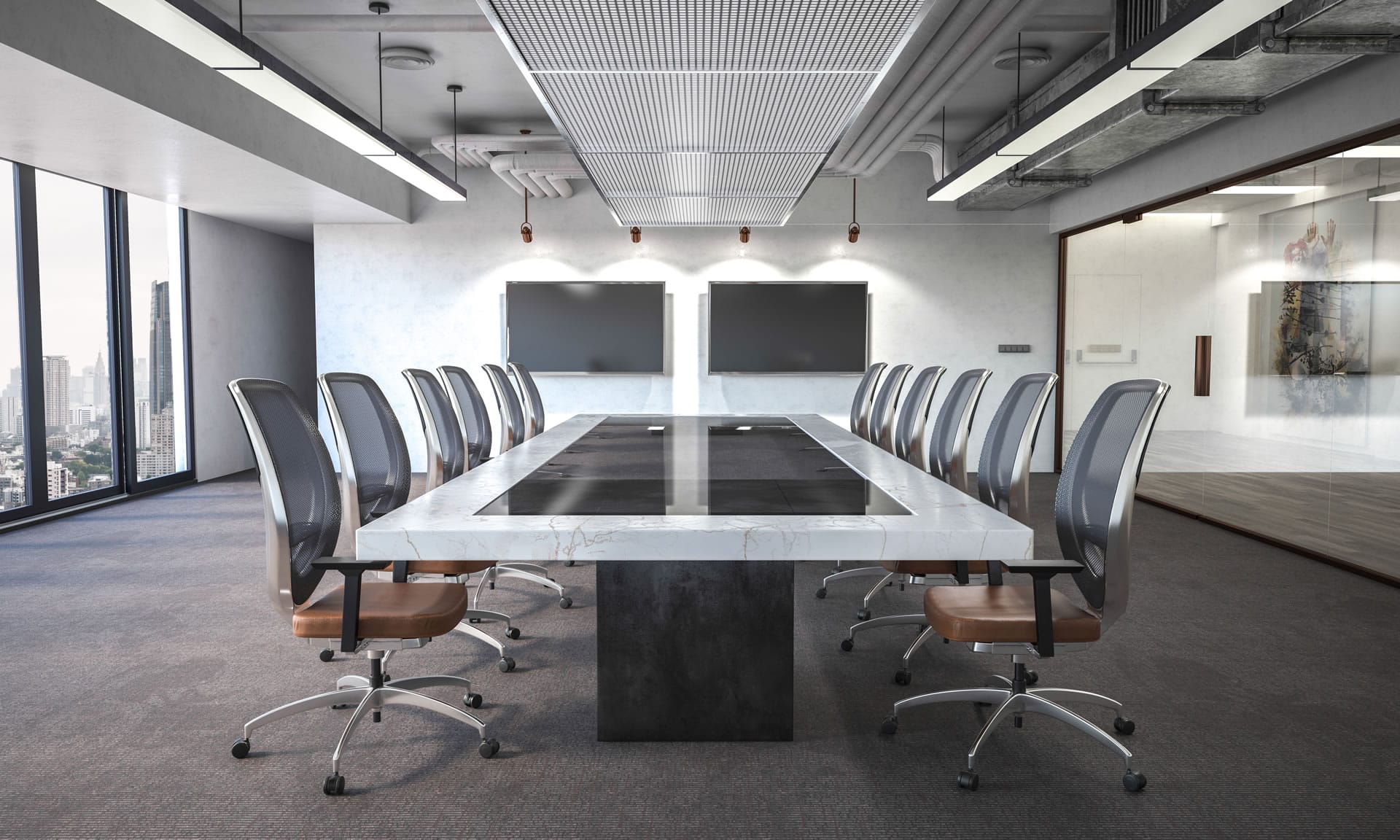 Empty boardroom table