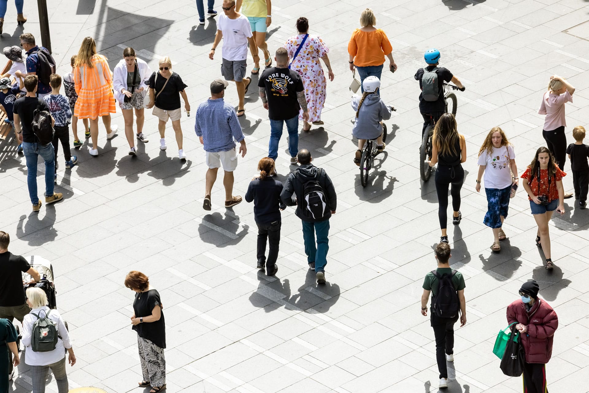 Crowd of people walking
