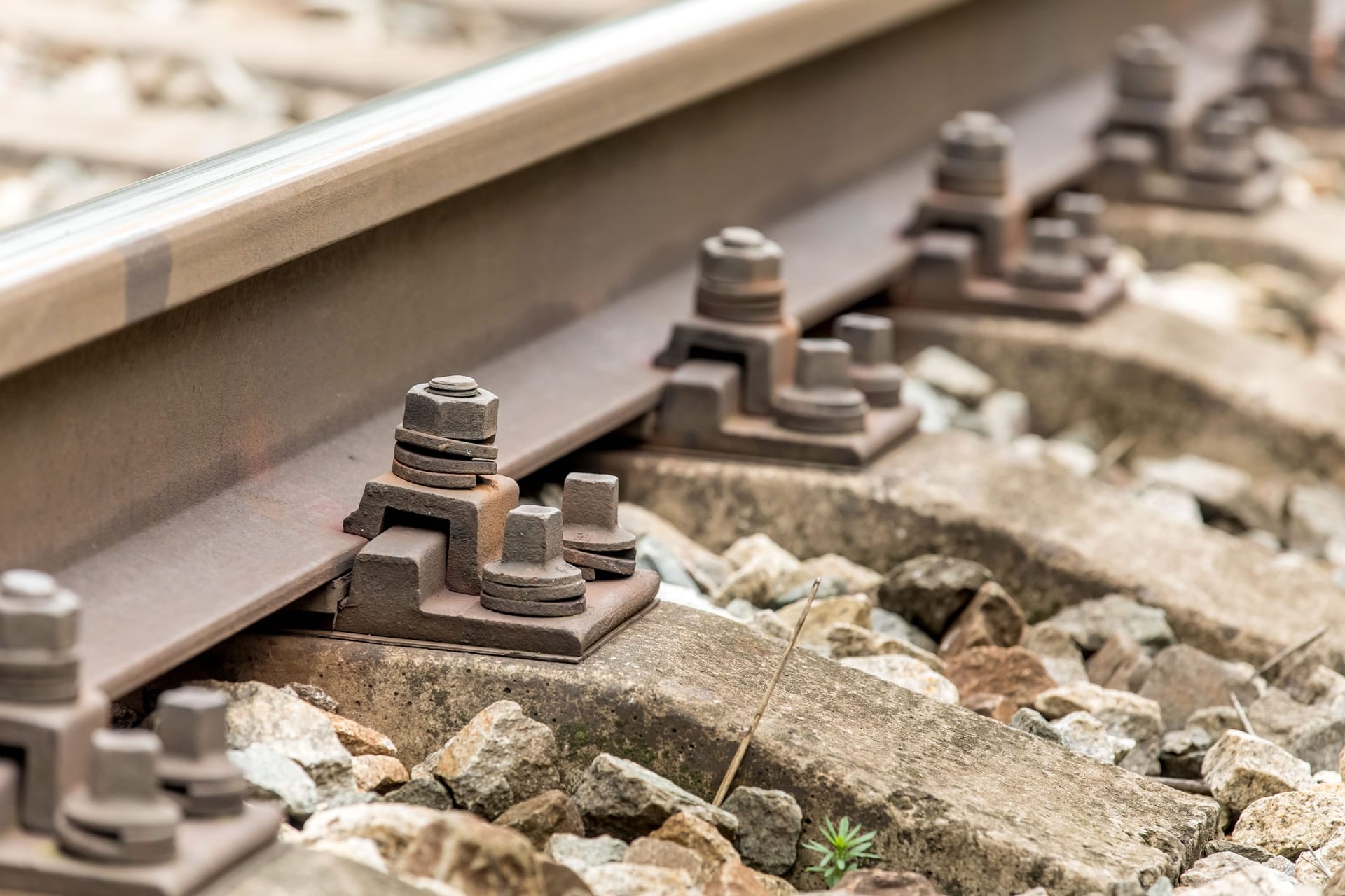 Rail track and sleepers close up