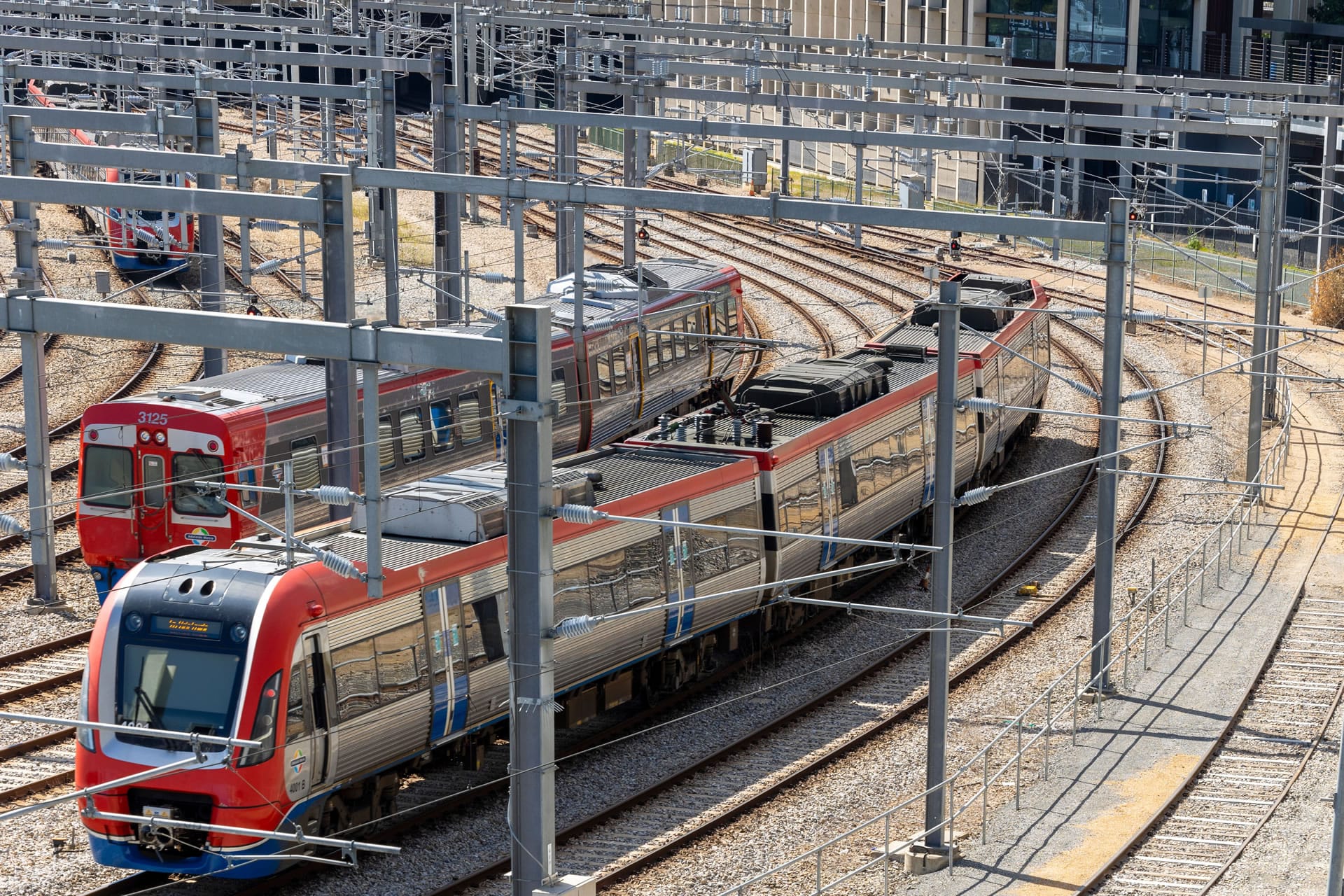 Adelaide trains in rail yard
