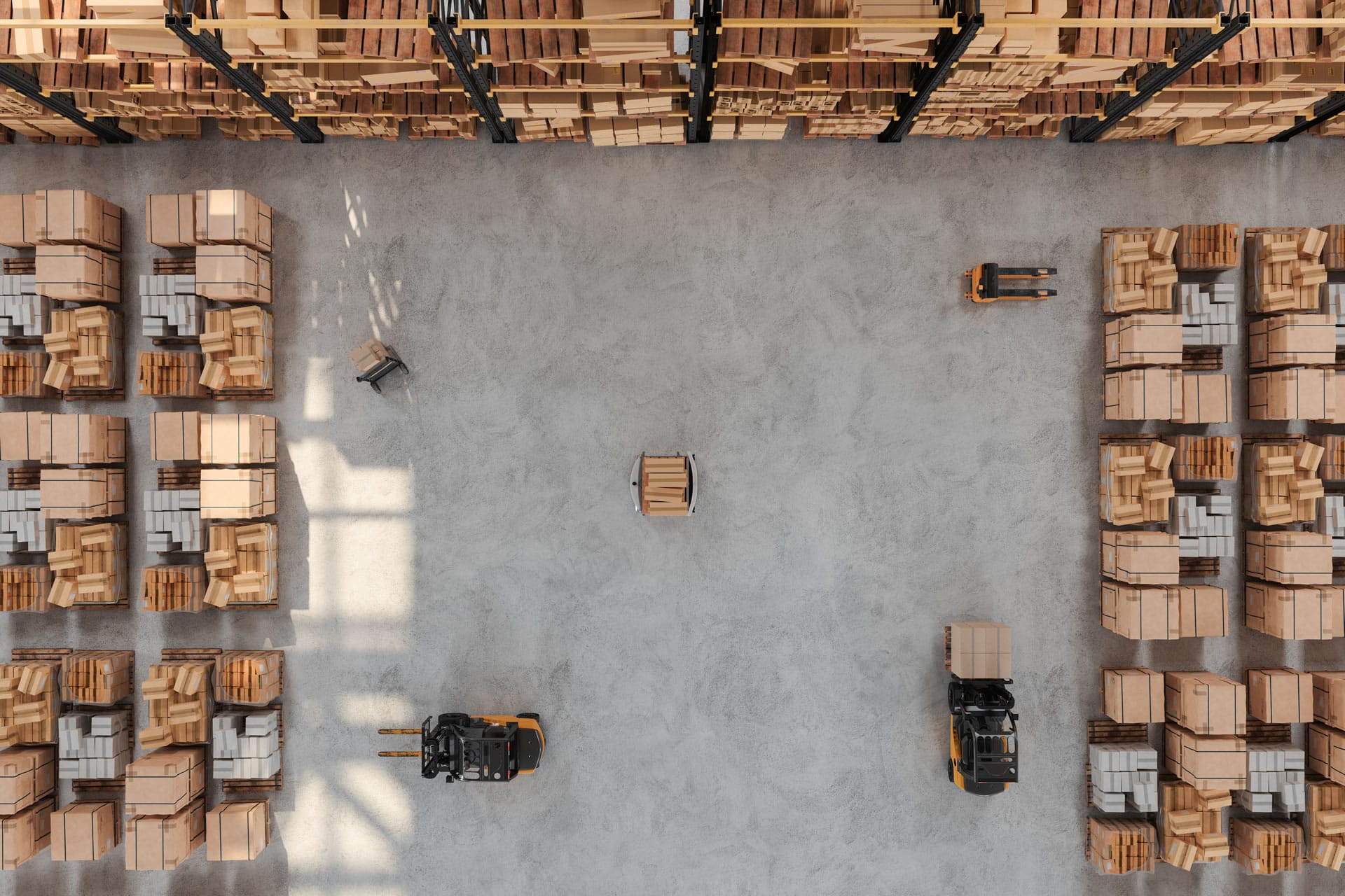 Warehouse pallets from above