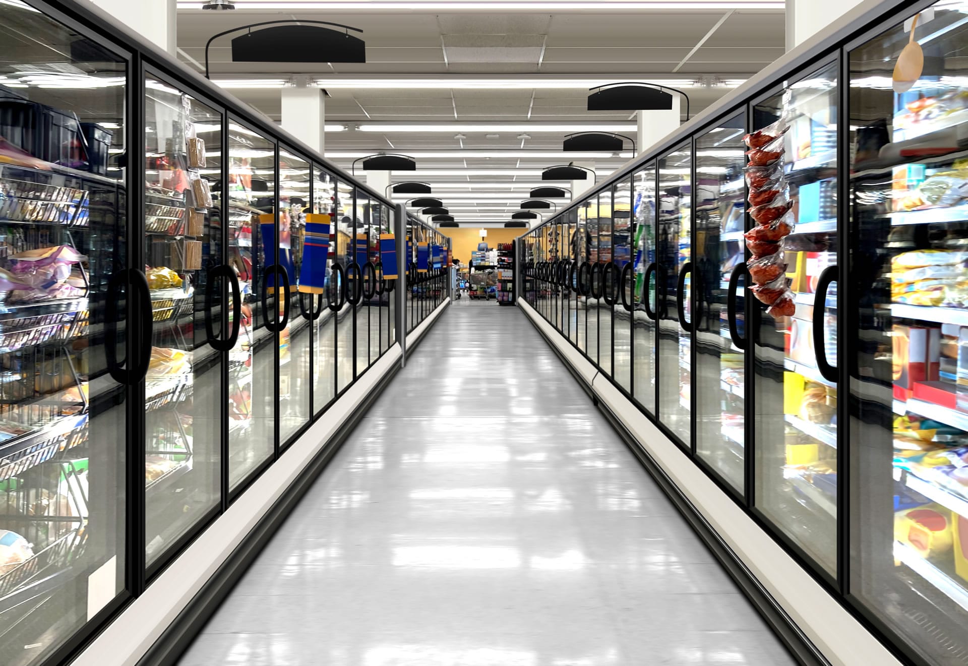 Supermarket freezer aisle