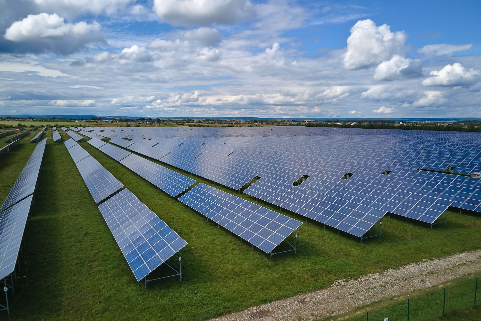 Solar farm in field