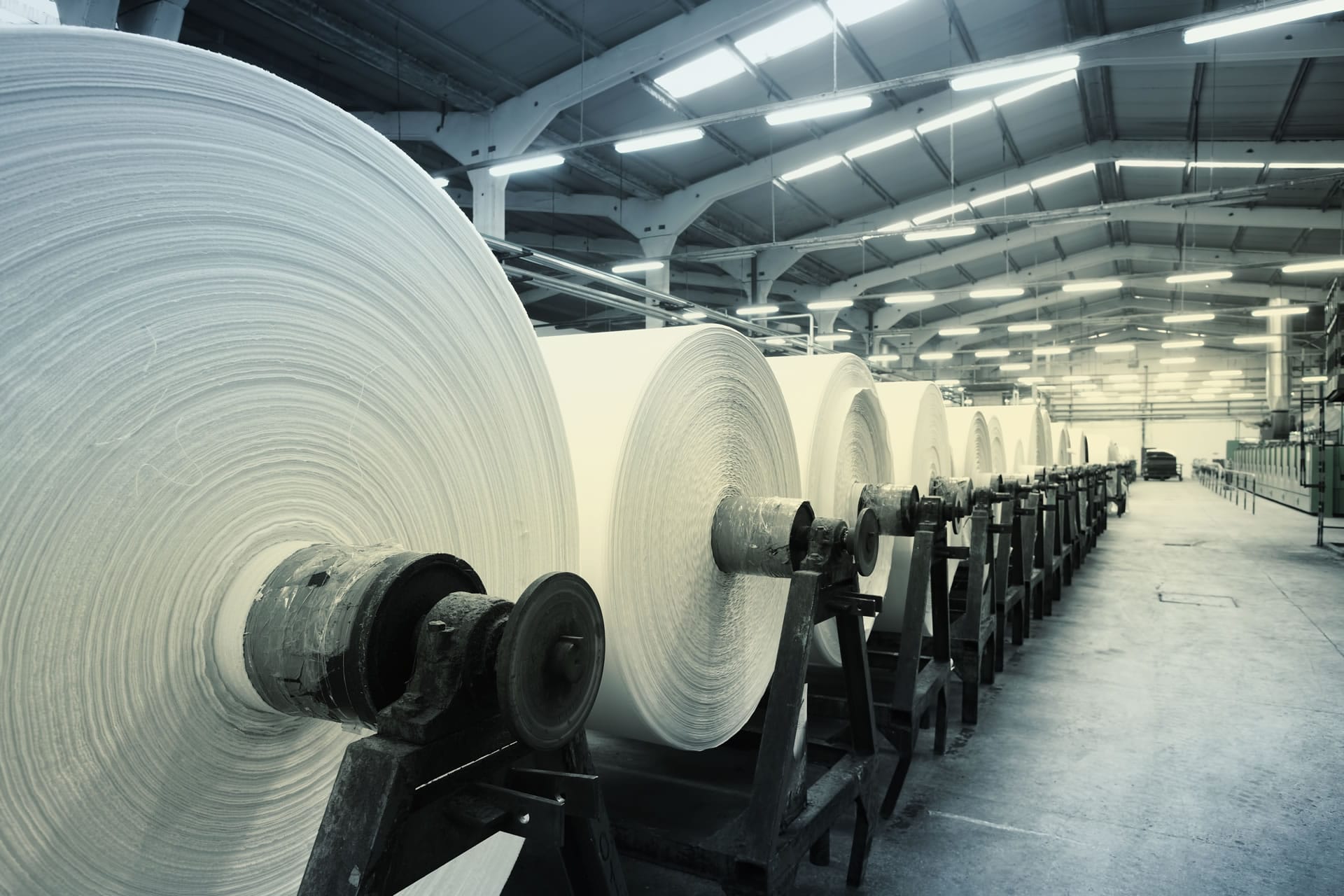 Textile rolls in factory