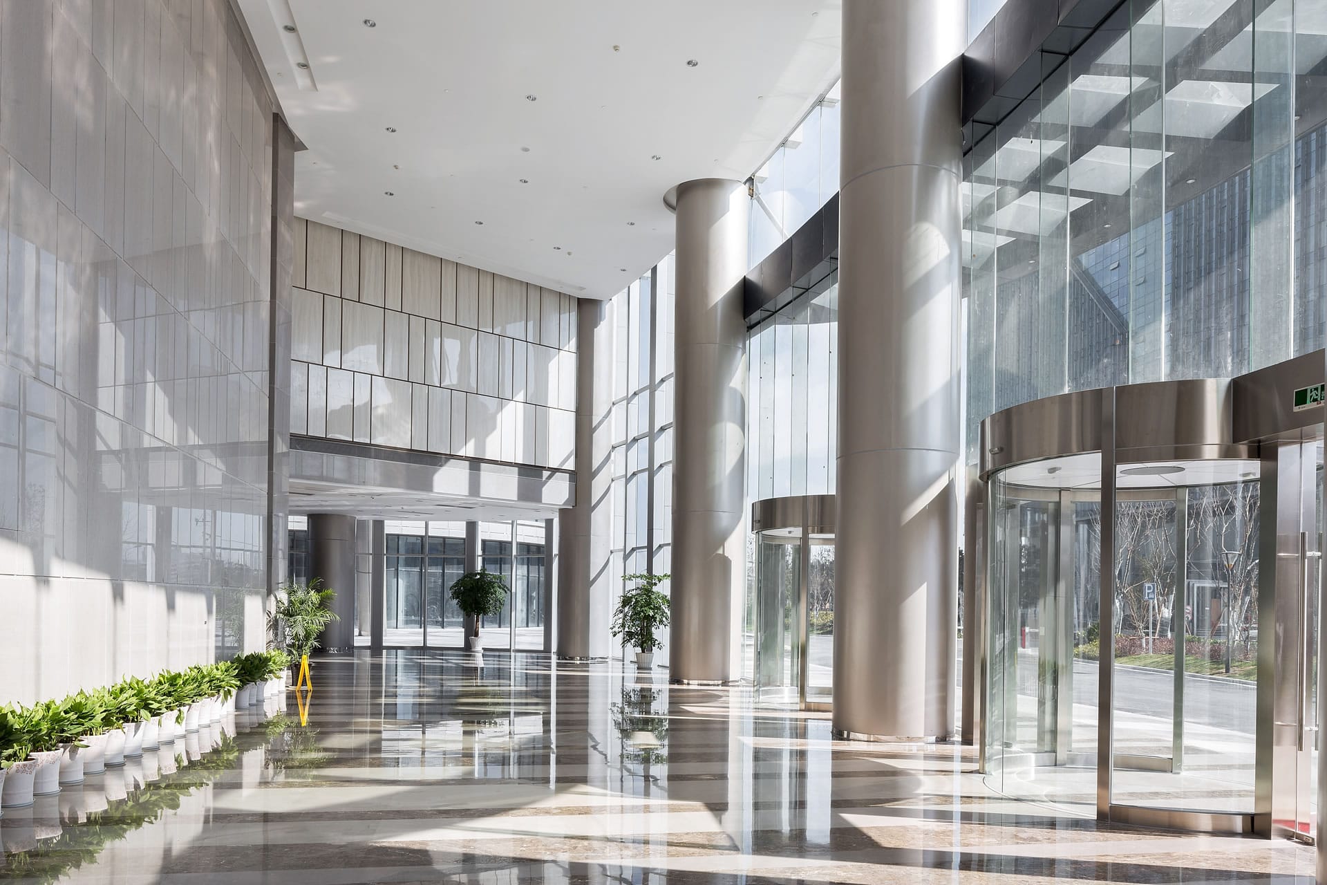 Bright office lobby