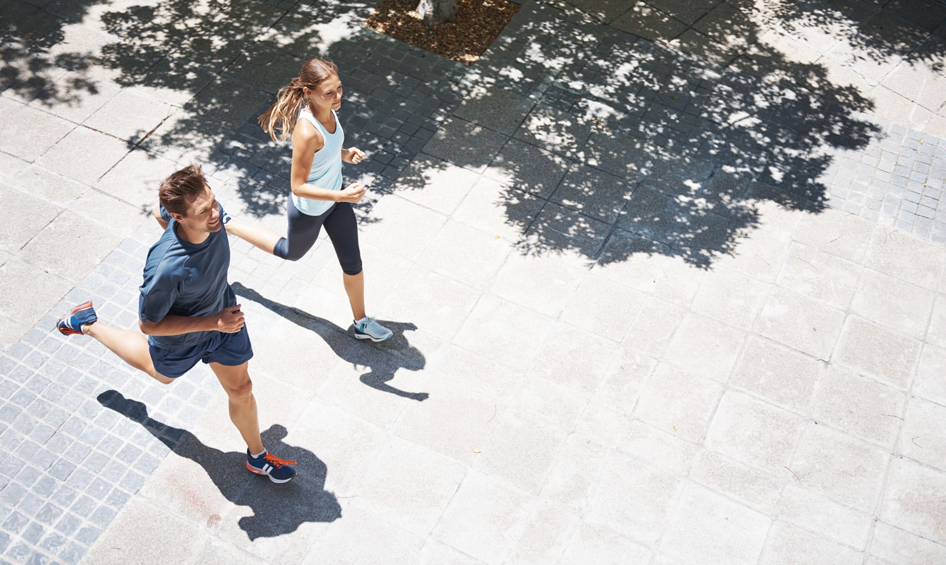 Two people jogging
