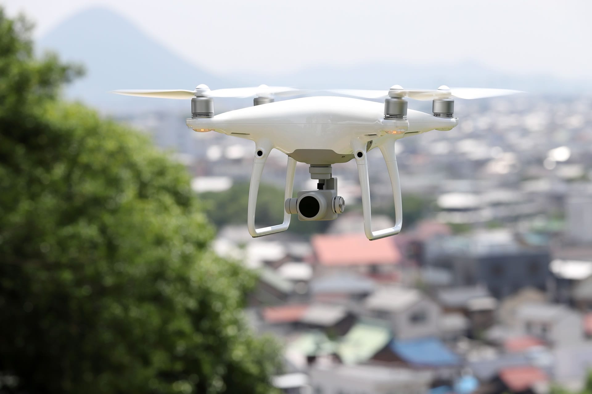 Drone over city